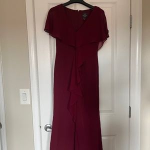 Adrianna Pappel Chiffon Overlay Crepe Mermaid Gown